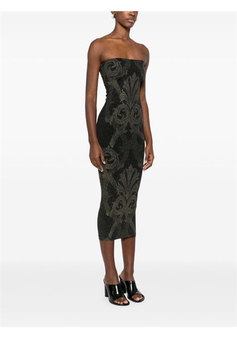 Black and gold baroque-jacquard metallic midi dress Wolford x etro - women WOLFORD X ETRO | 571727125